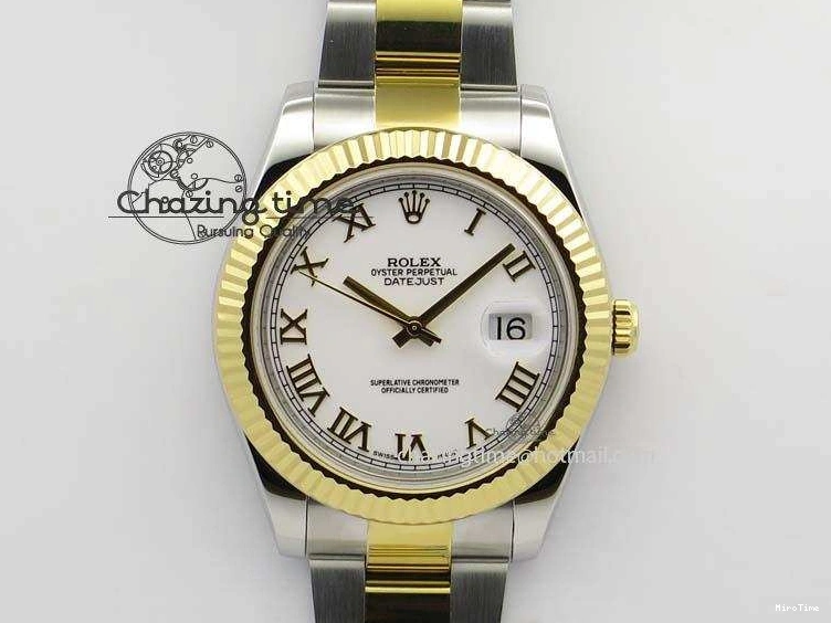 MiroTime 0404 DateJust II 116333 SS YG 41mm EW Best Edition White Dial Roman Markers On SS Bracelet A Casual 3821